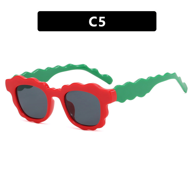 Damen modische Sonnenbrille mit gewelltem Rahmen Karnz