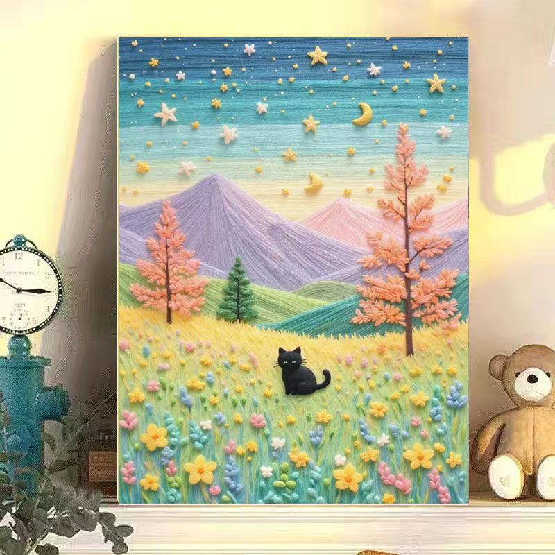 Verspielt Katze Landschaft Leinwand Kunst Karnz