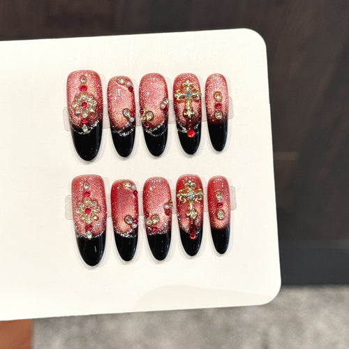 Glamourös Künstlerisches Press-On Nageldesign Set