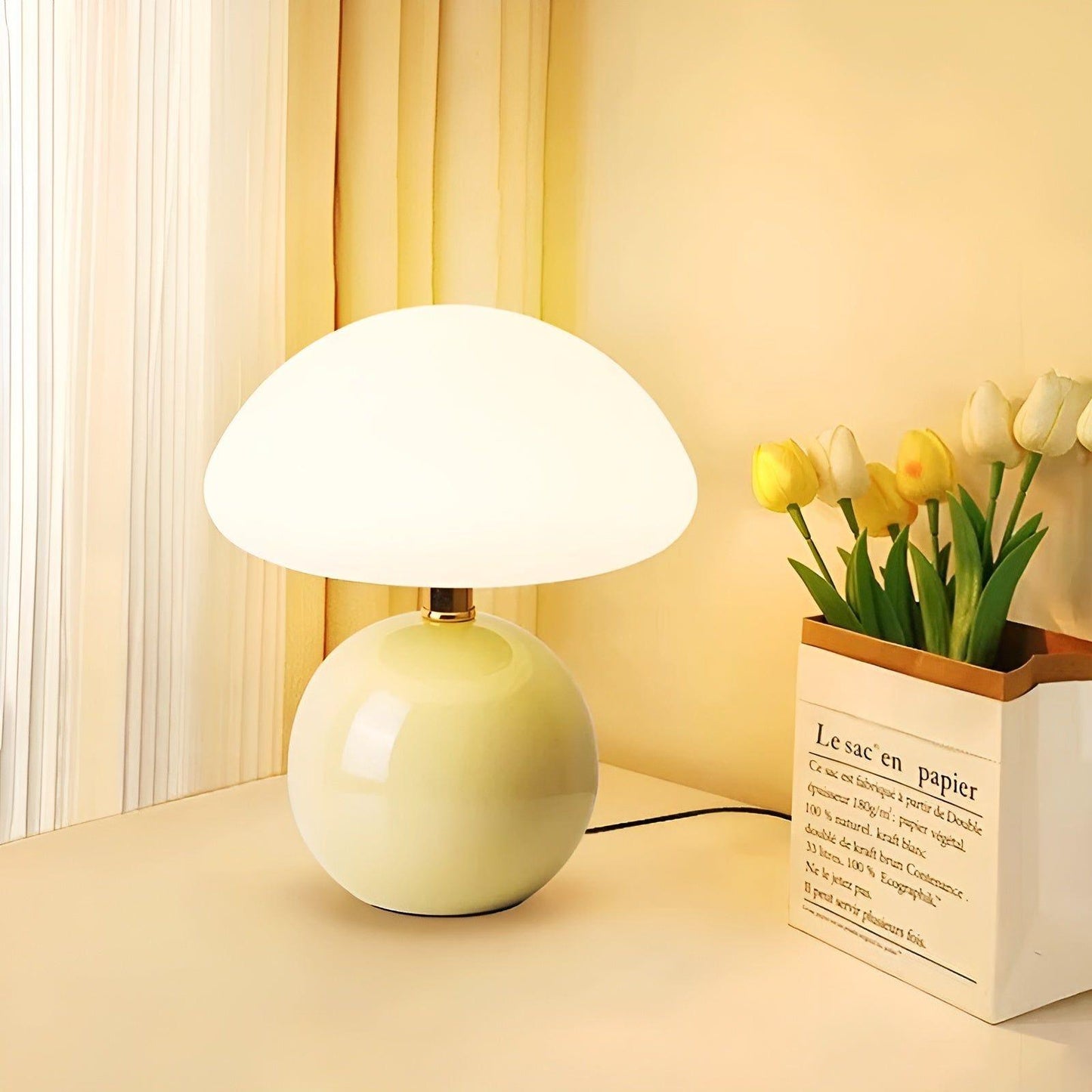 CreamyShine Lampe – Gemütliche Pilz-Nachttischlampe