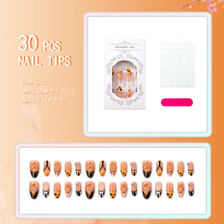 Dekorativer Floral-Acryl-Press-On-Nagelset