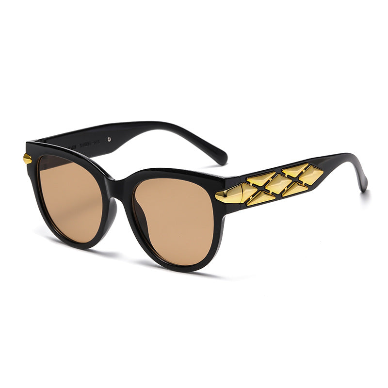 Damen Designer-Sonnenbrille mit innovativem, detailliertem Rahmen Karnz