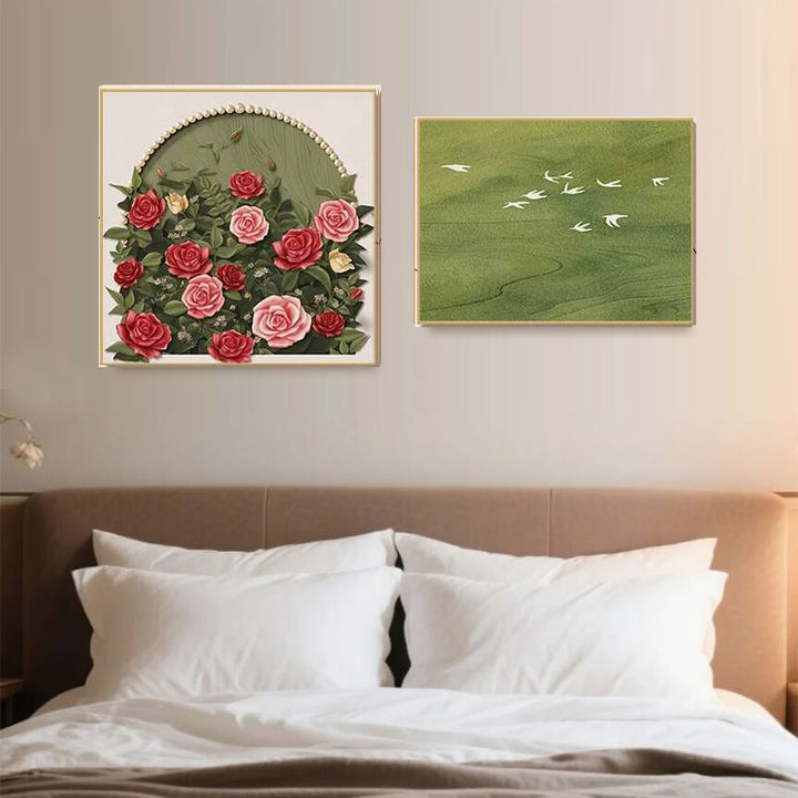 Elegante Blumenreiche Relief Wanddekoration