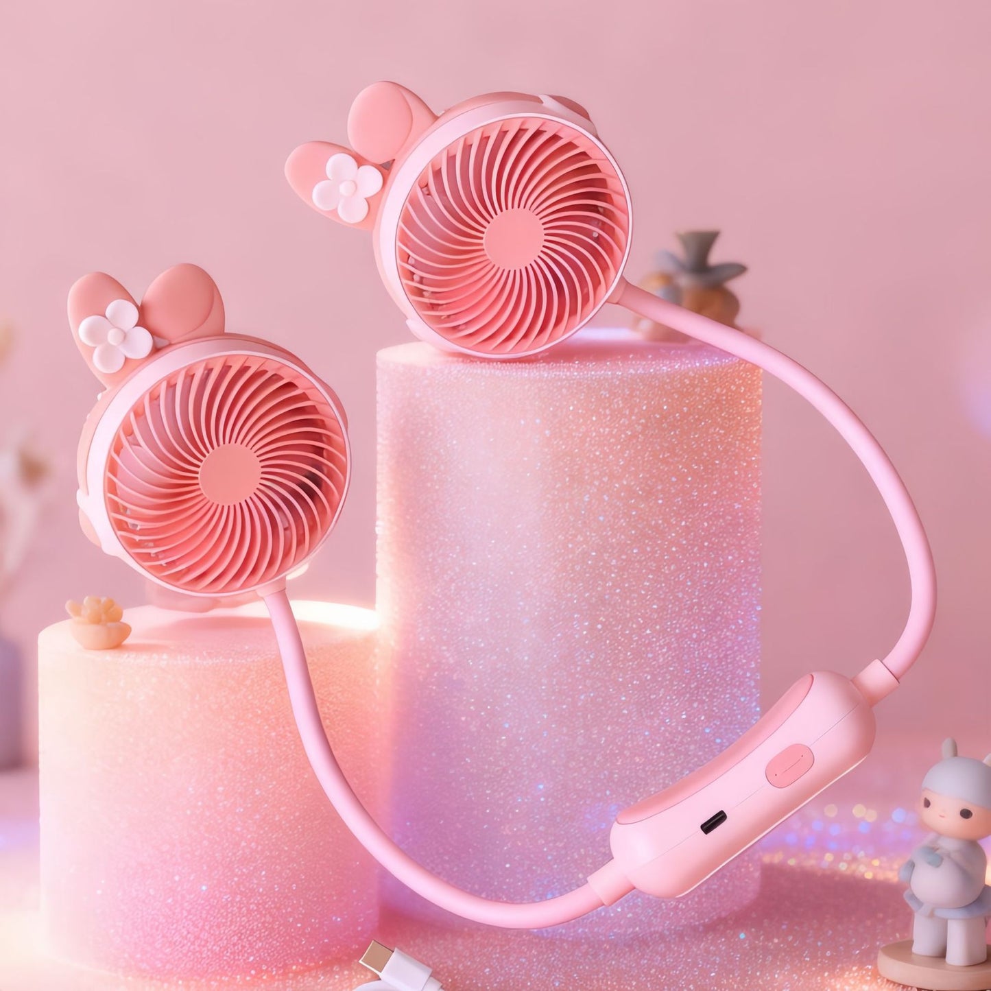 Damen tragbarer Mini-Halsventilator mit doppeltem Gebläse Karnz