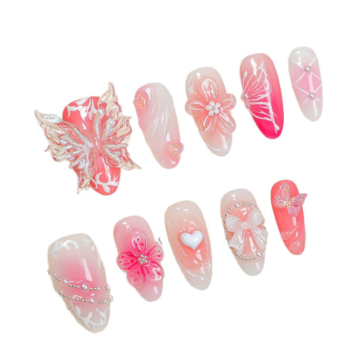 Kreatives Druck-Nagelset mit floralen Designs und dekorativen Akzenten Karnz