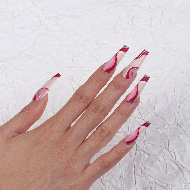 Künstlerische Lange Press-On Nagelkunst Karnz
