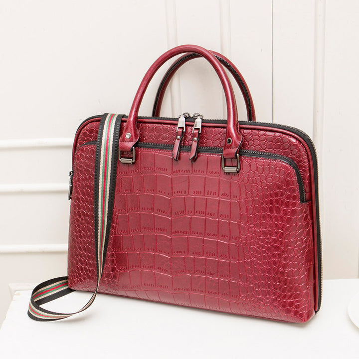 Elegante Laptop-Aktentasche Im Krokodil-Look Karnz