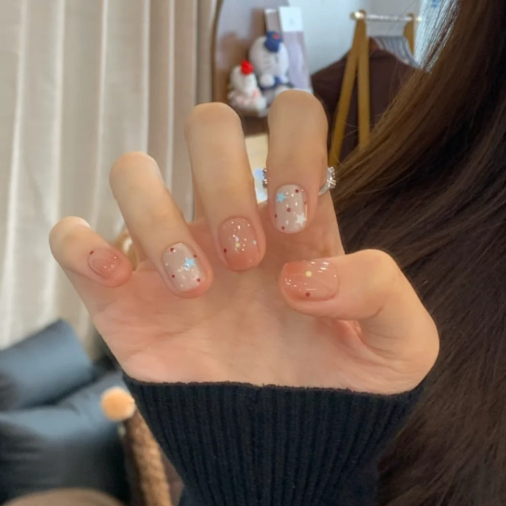 Künstlerisches Press-On-Nagelset mit Sternenmotiv Karnz