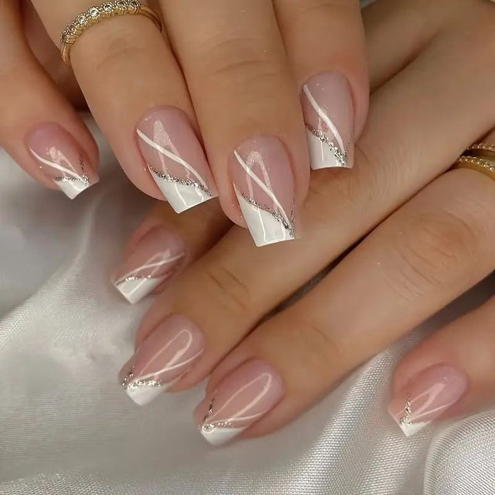 Elegant Glitter French Tip Nail Art Karnz