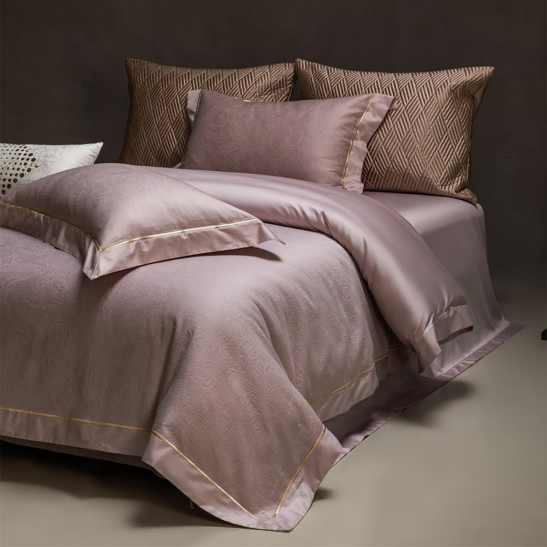 Luxus Jacquard Baumwollsatin Bettbezug Set mit Satinrand und Kissenbezügen