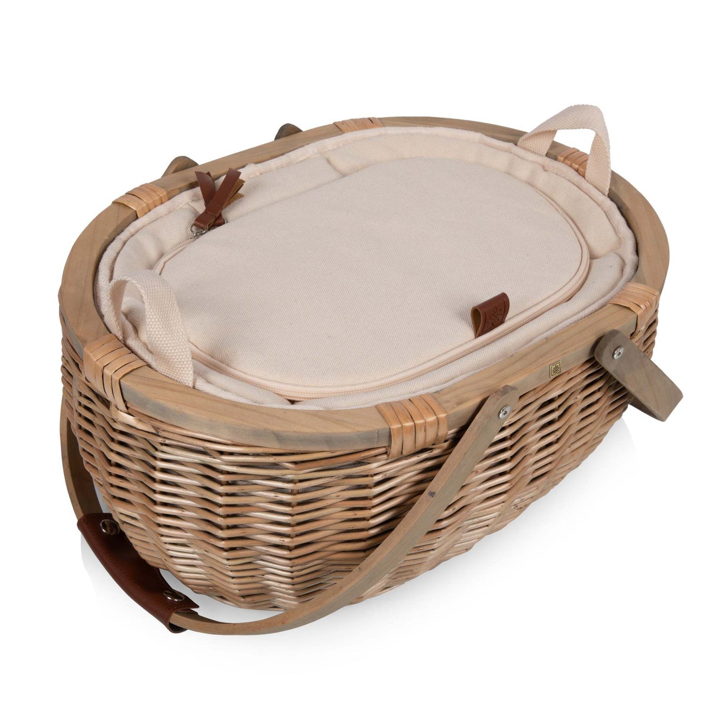 Damen Picknickkorb mit abnehmbarem Holzdeckel und praktischem Tragegriff Karnz