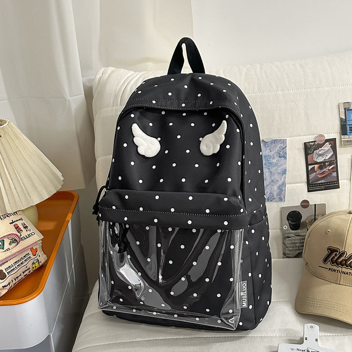 Polka-Dot-Muster Rucksack mit verspielten Flügelakzenten Karnz