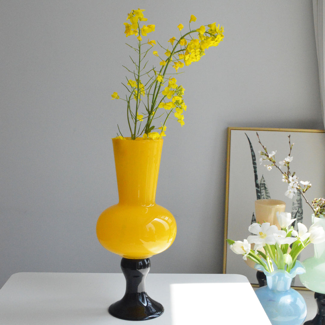 Skulptural Hoher Hals Blasenglas Fußvase Karnz