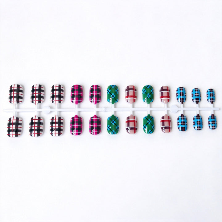 Kariertes Muster Nagelkunst Aufkleber