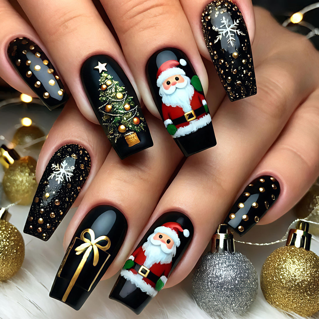 Kunstnägel mit Festlichem Weihnachtsmotiv Karnz