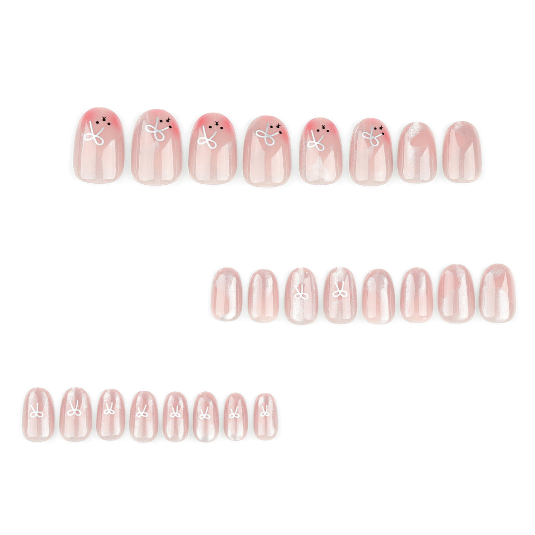 Künstliche Nagelverlängerungen mit niedlichem Hasen-Design und Herzen Karnz