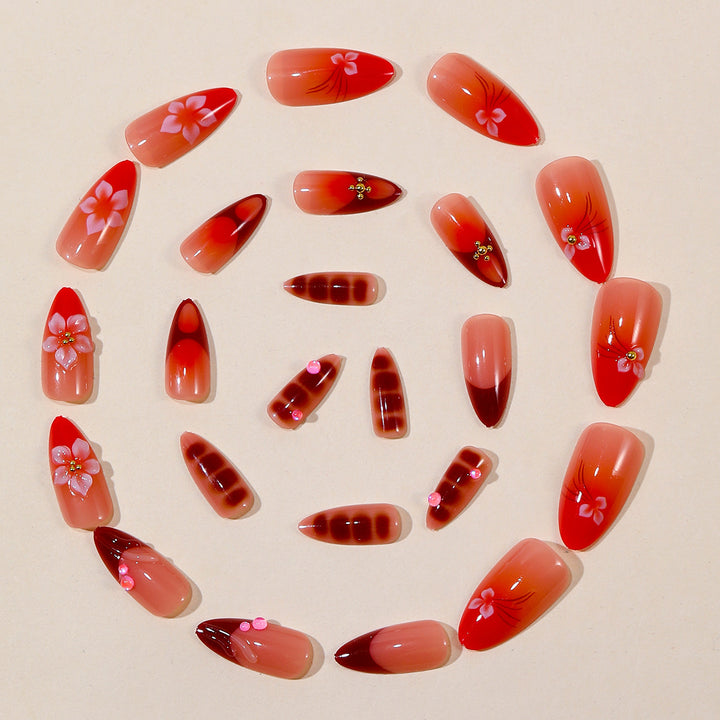 Künstlerische Blumen-Akzent Stiletto Nagelkunst Extensions Karnz