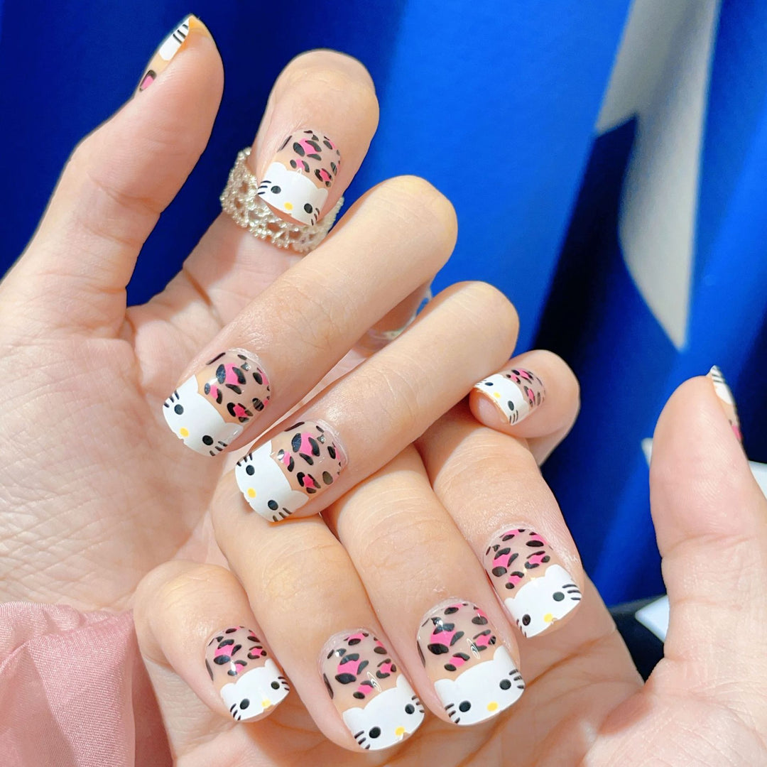 Lustiges katzenmotiviertes Press-On-Nagelset