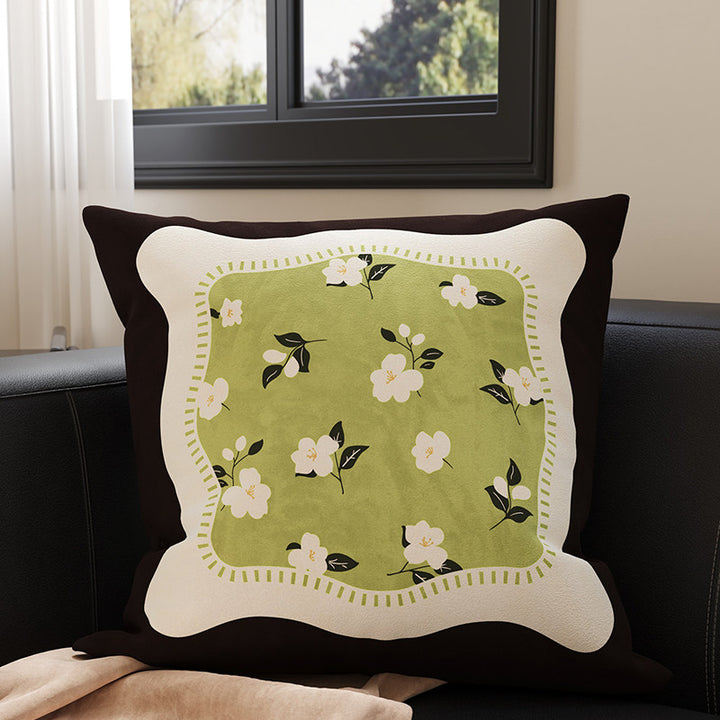 Velvet Bamboo Leaf Square Throw Pillow Cover with Hidden Zipper