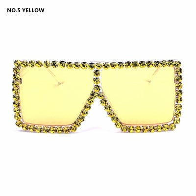 Damen oversized Sonnenbrille mit funkelndem Kristallrahmen Karnz