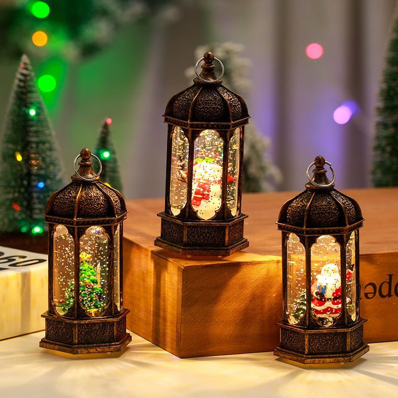 Nostalgische Weihnachtslaterne mit beweglichen Szenen Karnz