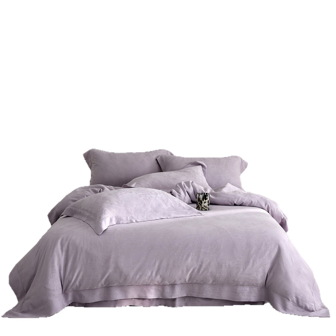 Luxuriöses Jacquard-Paisley-Baumwollsatin-Bettbezug-Set mit Oxfordkante