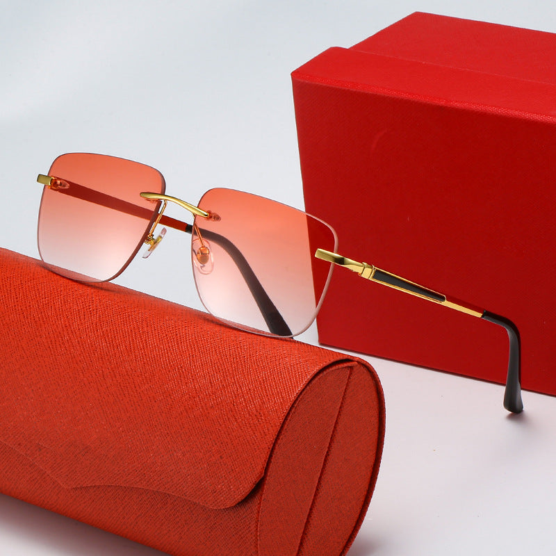 Damen modische rechteckige Halbrahmen-Sonnenbrille mit innovativem Design Karnz