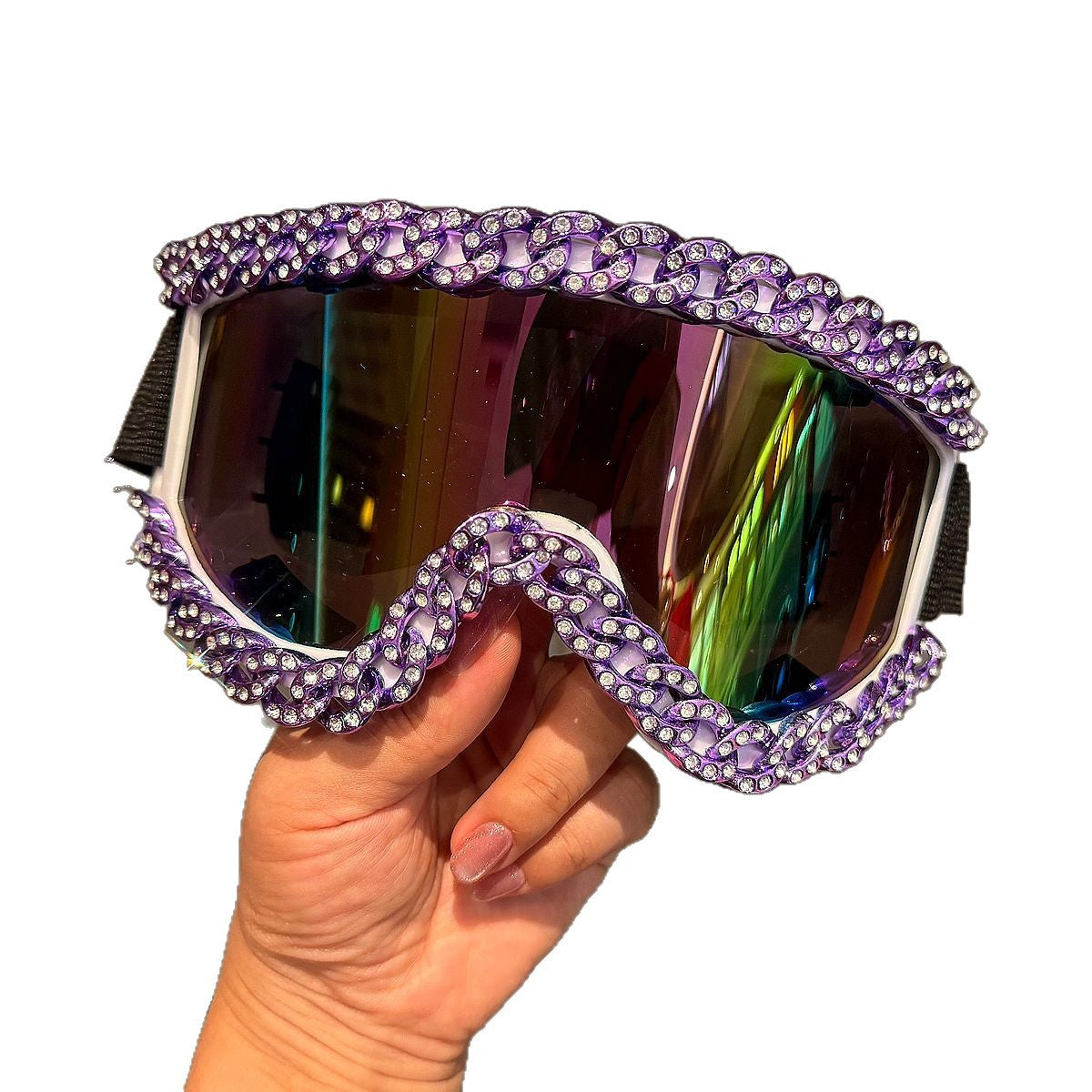 Damen Sportlich elegante Skibrille mit strassverziertem Rahmen Karnz