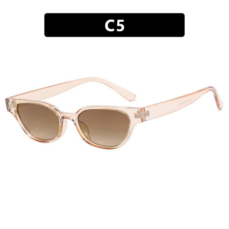 Damen modische Sonnenbrille mit geschwungenem Rahmen und braunen Gläsern Karnz