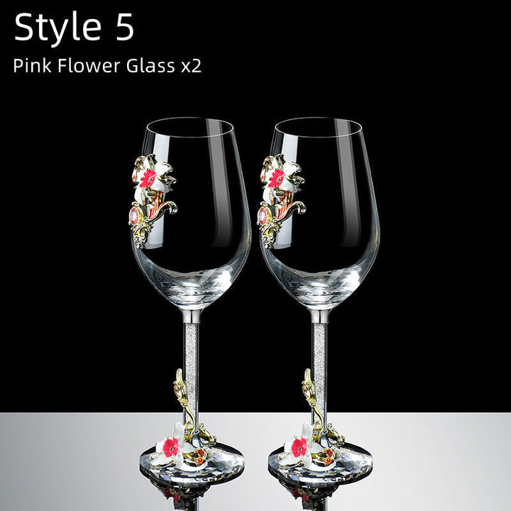 Metallic Flower Crystal Weingläser mit Dekanter Koffer Set | Karnz