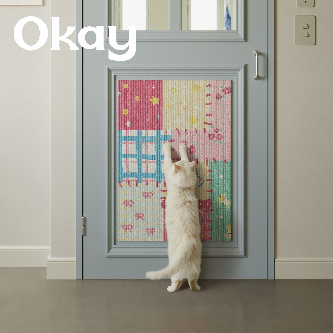 Patchwork Ribbed Textile Wall Art Panel with Kawaii Motif and Lightweight Hanging System