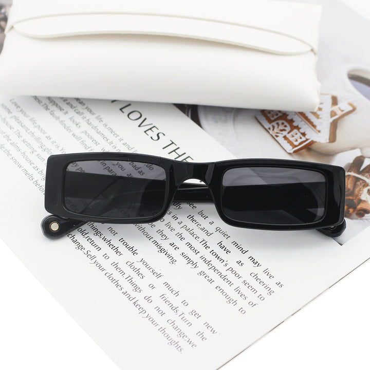Damen modische rechteckige Sonnenbrille mit strukturiertem Rahmen Karnz