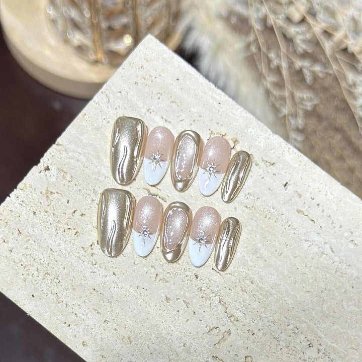 Elegantes Metallic Press-On Nagelset