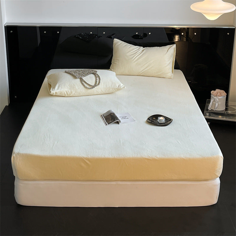 Samtvelours-Spannbettlaken mit extra tiefem Bund und elastischem Rundumgummi