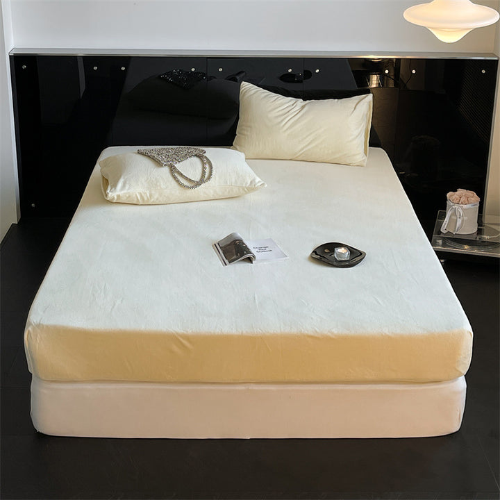 Samtvelours-Spannbettlaken mit extra tiefem Bund und elastischem Rundumgummi