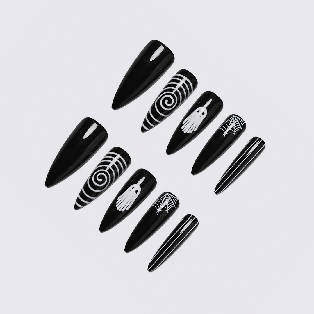 Gothic-Themen Stiletto Druck-auf Nägel Karnz