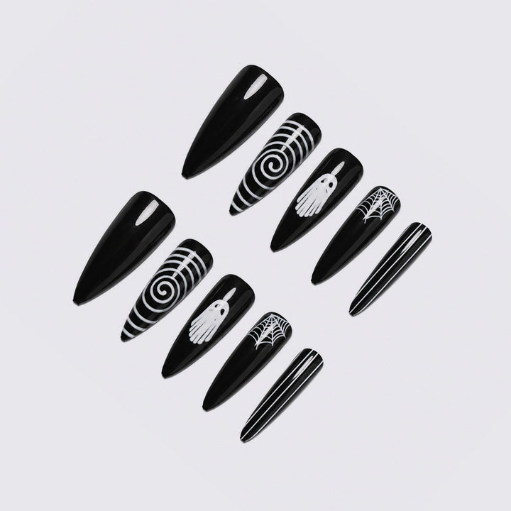 Gothic-Themen Stiletto Druck-auf Nägel Karnz