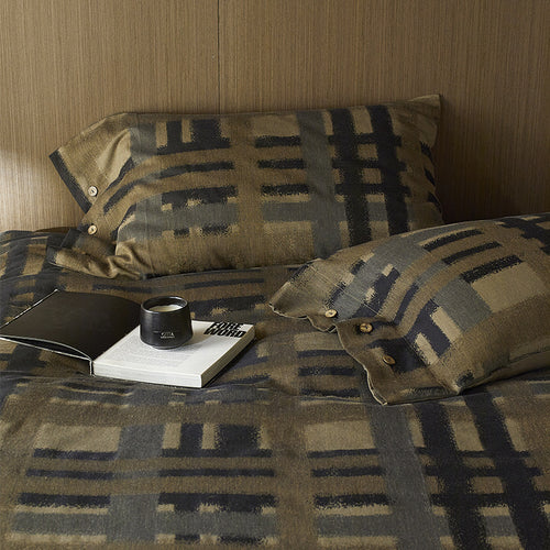 Gebrushtes Mikrofaser-Karo-Bettwäsche-Set mit Kissenbezügen und verde zippered