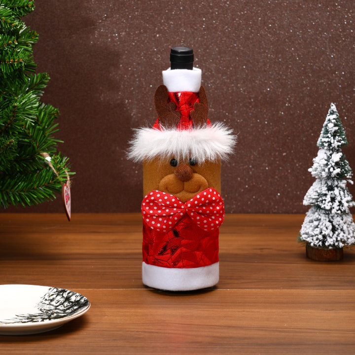 Dekorative Weinflaschenhülle im Weihnachtsmann-Design Karnz