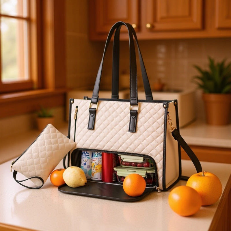 Damen Multifunktionale Einkaufstasche mit isoliertem Innenfach und zusätzlicher Clutch Karnz