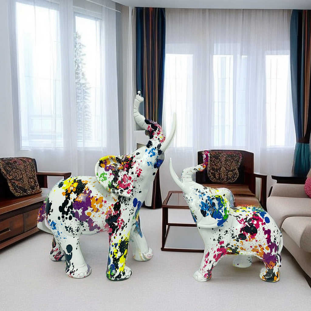 Kunstvolle Elefantenfigur mit buntem Design Karnz