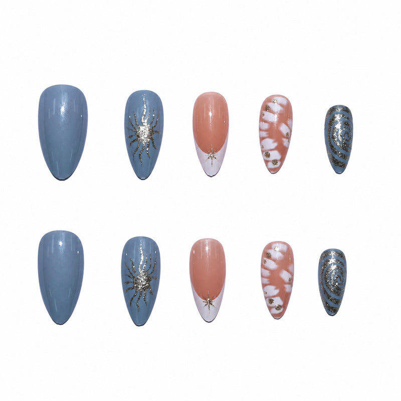 Elegante Premium Kunstnägel mit floralen und Glitzer-Designs Karnz