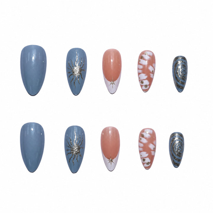 Elegante Premium Kunstnägel mit floralen und Glitzer-Designs Karnz
