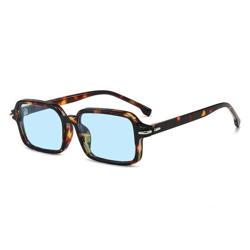 Damen modische quadratische Sonnenbrille mit stilvollem Kunststoffrahmen und blauen Gläsern Karnz
