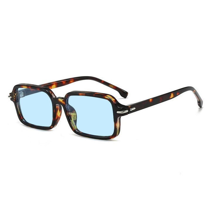 Damen modische quadratische Sonnenbrille mit stilvollem Kunststoffrahmen und blauen Gläsern Karnz
