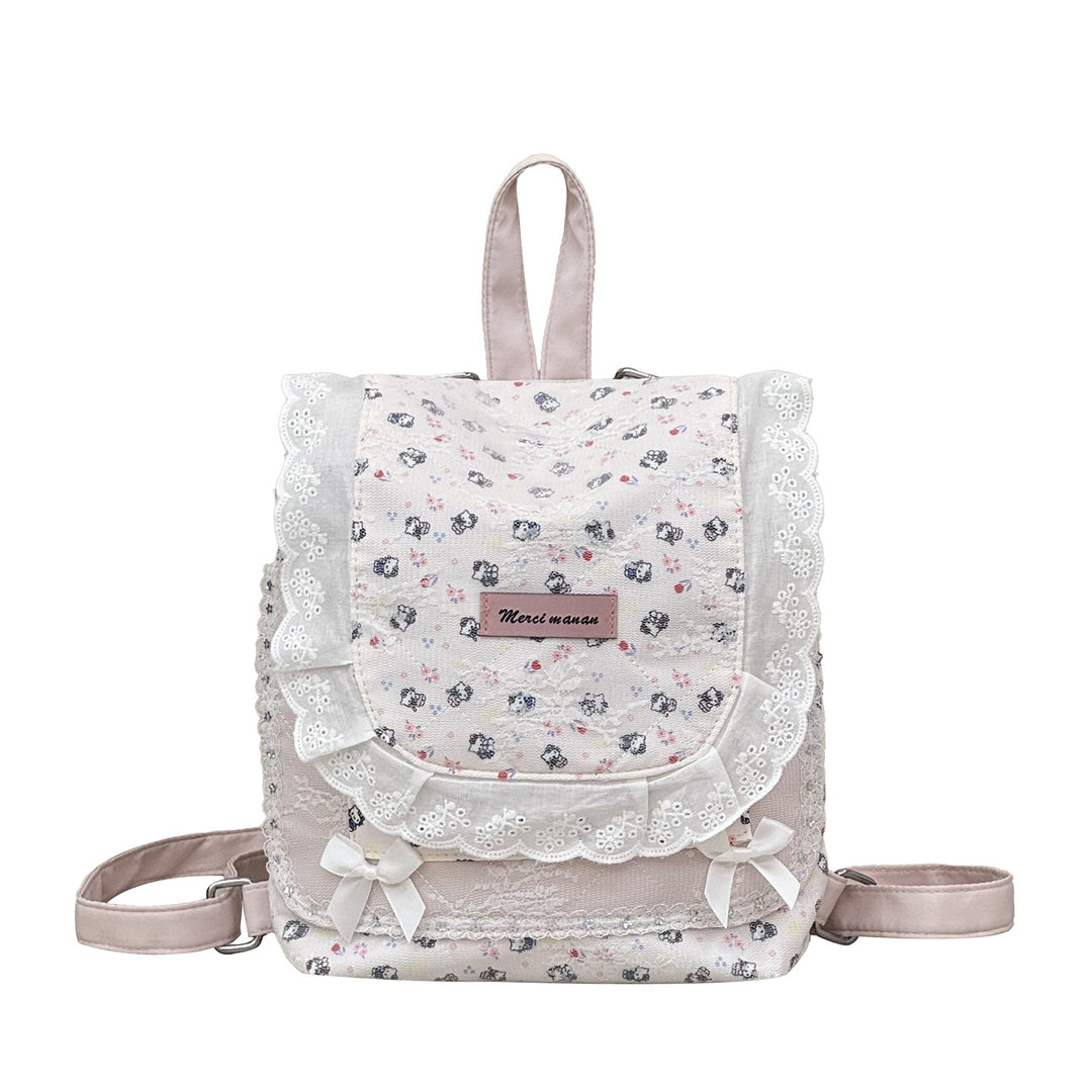 Blumenmuster Rucksack mit Spitzenbesatz