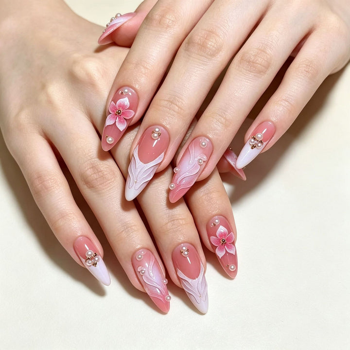 Blumen Design Presse-On Nagelspitzen Karnz