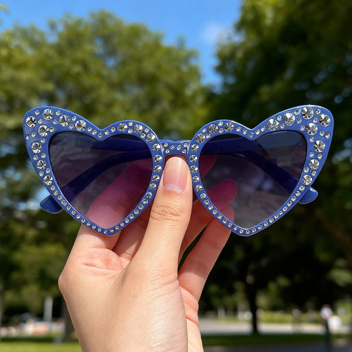 Rhinestone-besetzte Herzförmige Sonnenbrille Karnz