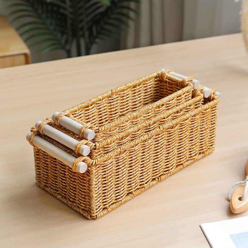Unisex Rechteckiger Korb aus geflochtenem Naturmaterial Karnz