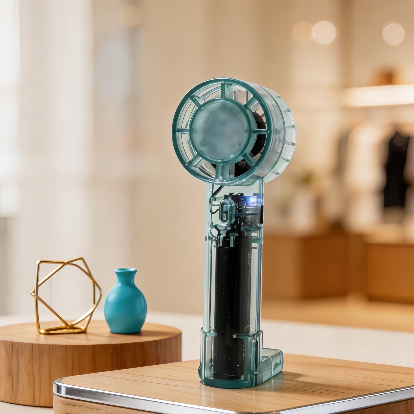 Damen Tragbarer Handventilator mit USB-Ladefunktion und flexibler Neigungsanpassung Karnz